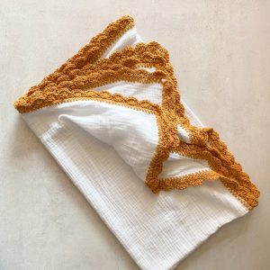 Muslin Swaddle Blanket with Crochet Edging