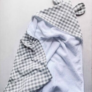 Large Hooded Towel with 100% cotton towelling and gingham print